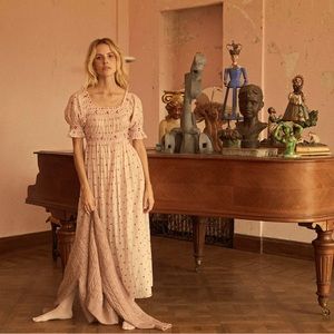 LN DÔEN Eclipse Nightgown in Blush Embroidery Carnation, XS